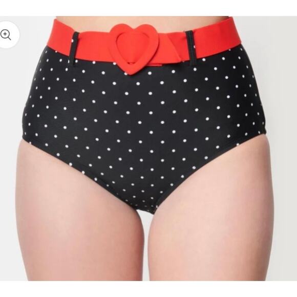 Emily The Strange x Unique Vintage Heart Dot Belted High Waist Swim Bottom M NWT - Picture 1 of 6